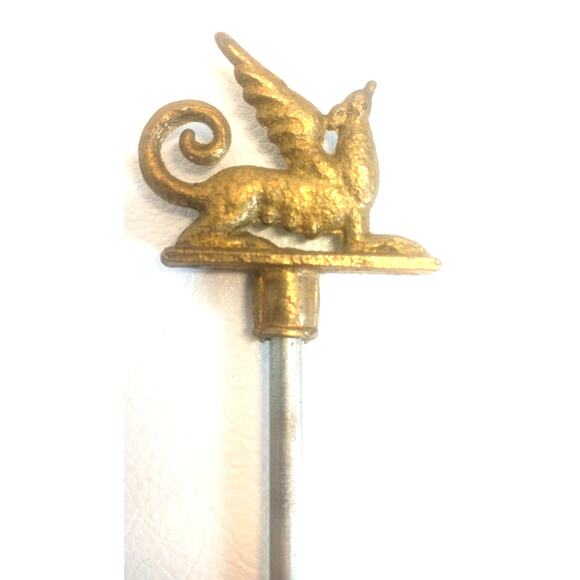 Vintage Antique Heavy Duty Brass Skewers Minoan Mythological Creatures Set of 4 - Picture 4 of 9